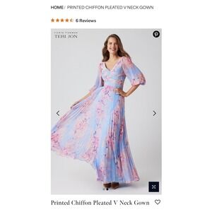 Teri Jon Printed Chiffon Pleated V-Neck gown pastel Mother of the Bride 6